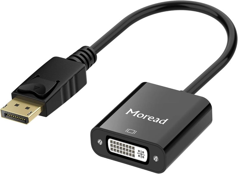 Moread DisplayPort (DP) to DVI Adapter, Gold-Plated Display Port to DVI-D Adapter (Male to Female) Compatible with Computer, Desktop, Laptop, PC, Monitor, Projector, HDTV - Black - Image 1